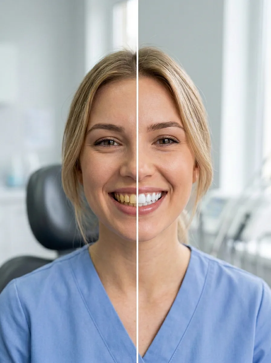 Teeth whitening before and after result